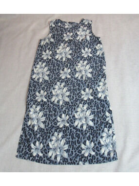 Vintage MPH Collection Dress Womens Sz 1X Blue Tropical Floral Shift Maxi Resort
